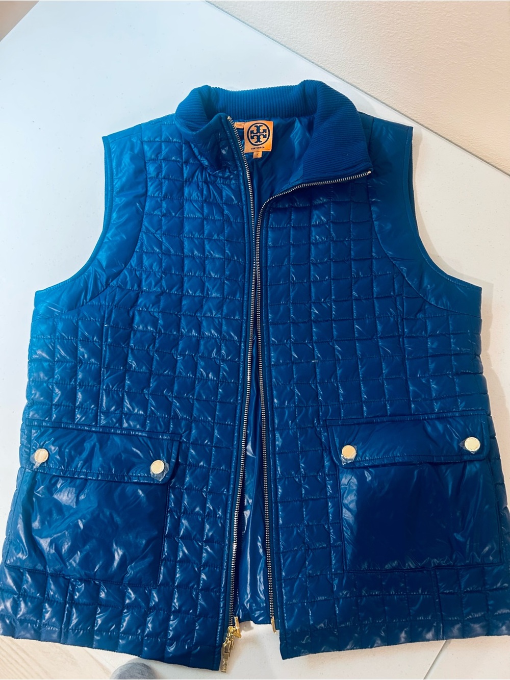 Tory Burch Girls' Quilted Royal Blue Puffer Vest